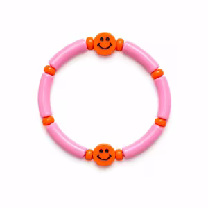 Armband tube roze met smiley