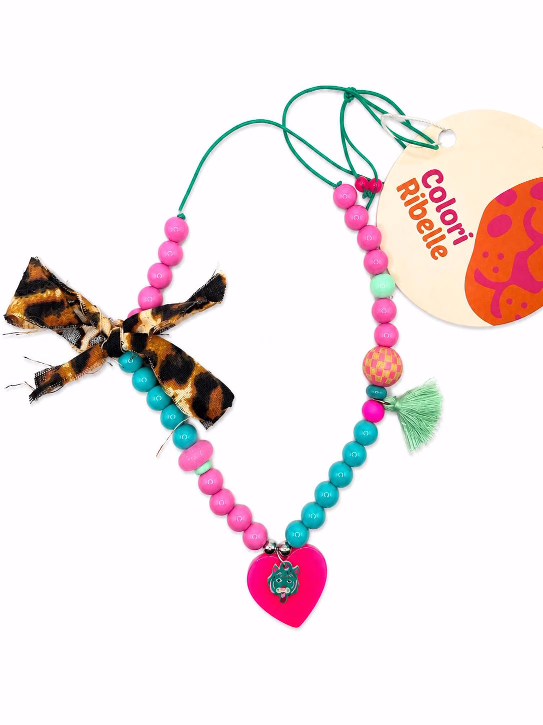 Ketting neon hart pink — Kindersieraden — Colori Ribelle