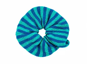 Scrunchie wol blauw/groen