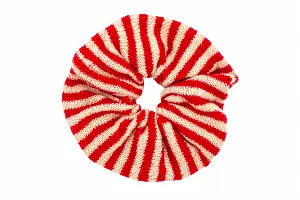 Scrunchie wol rood/wit