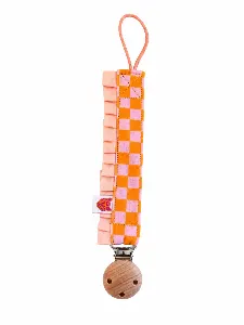 Speenkoord pink block ruffle