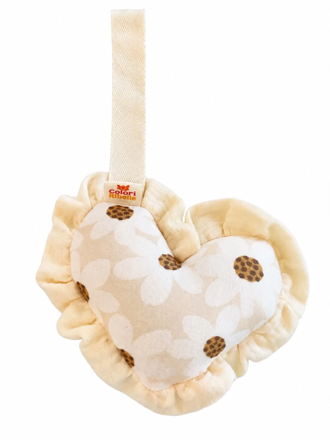 Speenknuffel heart beige/flowers — Speenkoorden en speenknuffels — Colori Ribelle