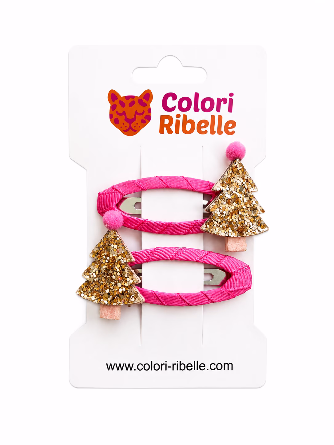 Haarspeldjes kerstboom donker-roze — Haaraccessoires — Colori Ribelle