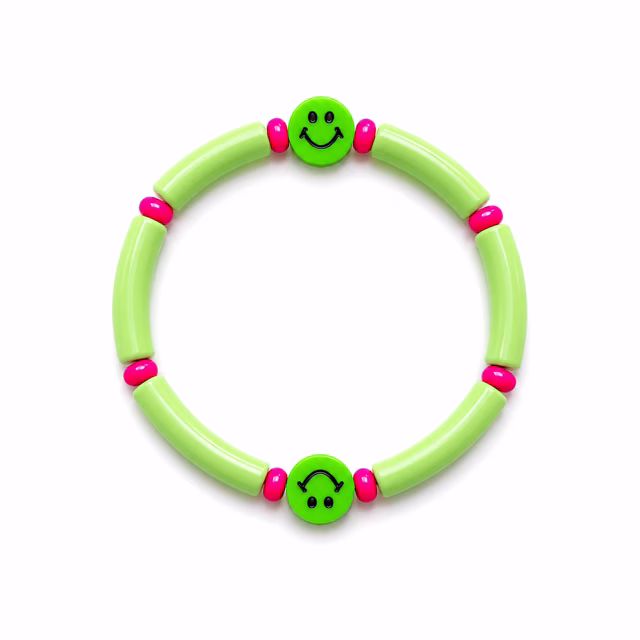 Armband tube groen met smiley — Kindersieraden — Colori Ribelle