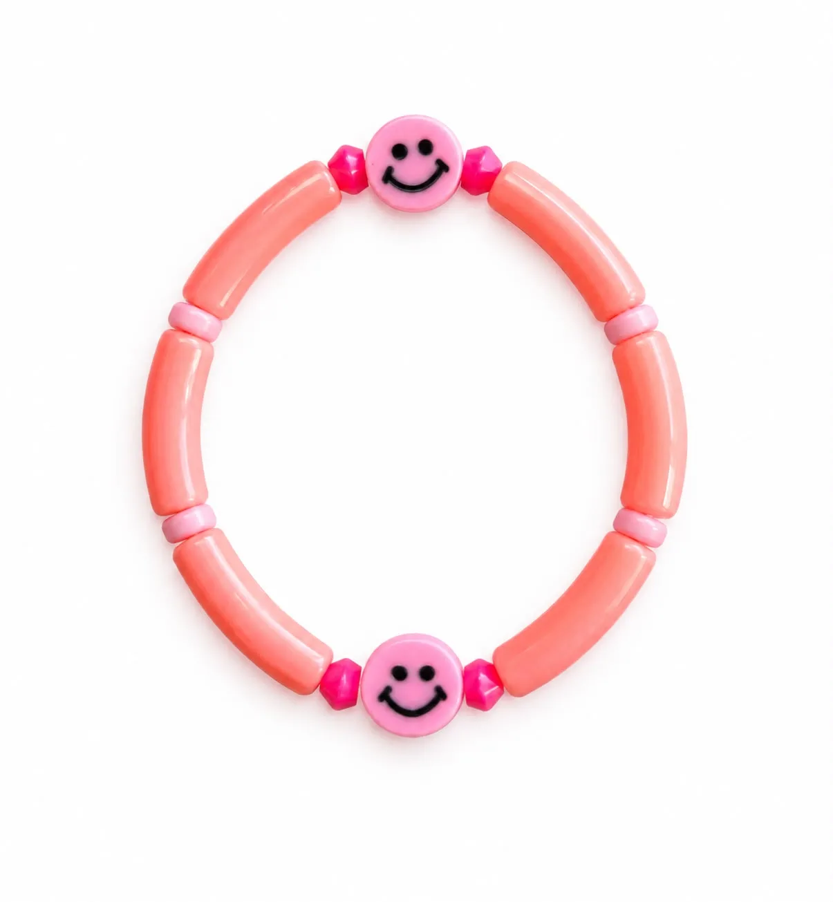 Armband tube peach met smiley — Kindersieraden — Colori Ribelle