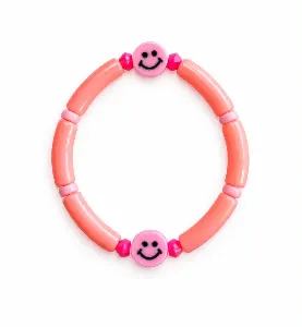 Armband tube peach met smiley