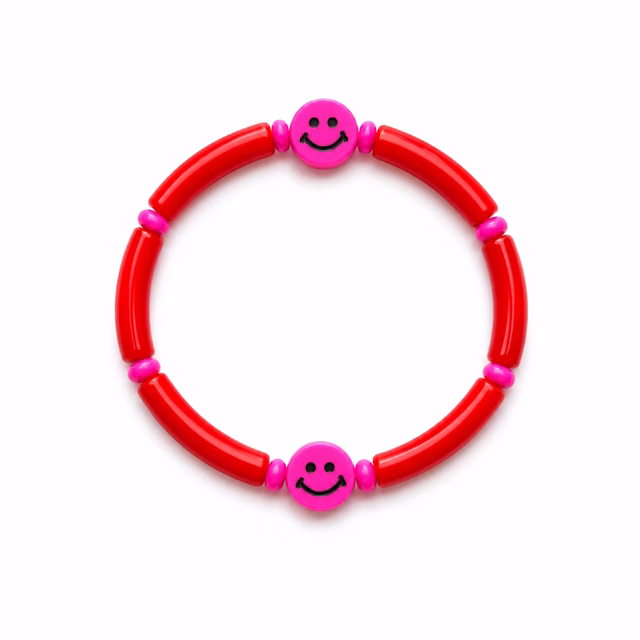 Armband tube rood met smiley — Kindersieraden — Colori Ribelle