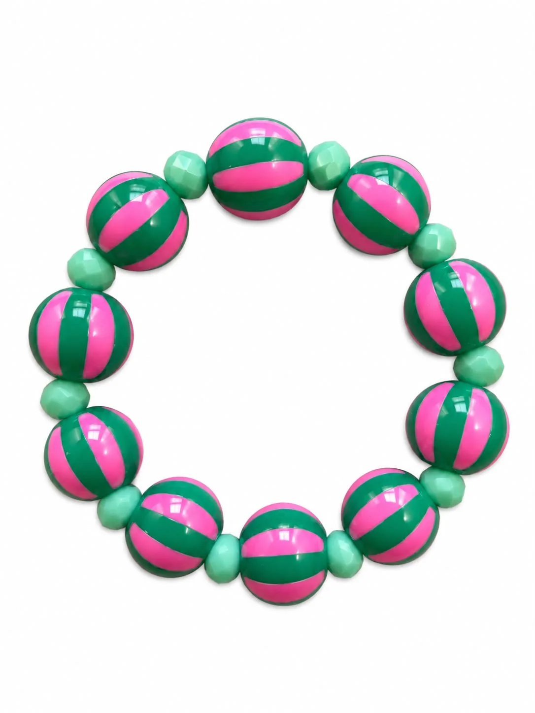 Armband green/pink stripe — Kindersieraden — Colori Ribelle