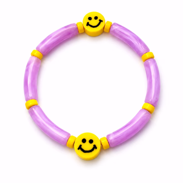 Armband tube lila met smiley — Kindersieraden — Colori Ribelle