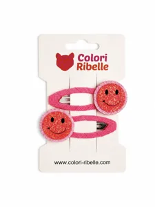 Haarspeldjes smiley glitter neon peach