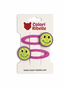 Haarspeldjes smiley glitter paars