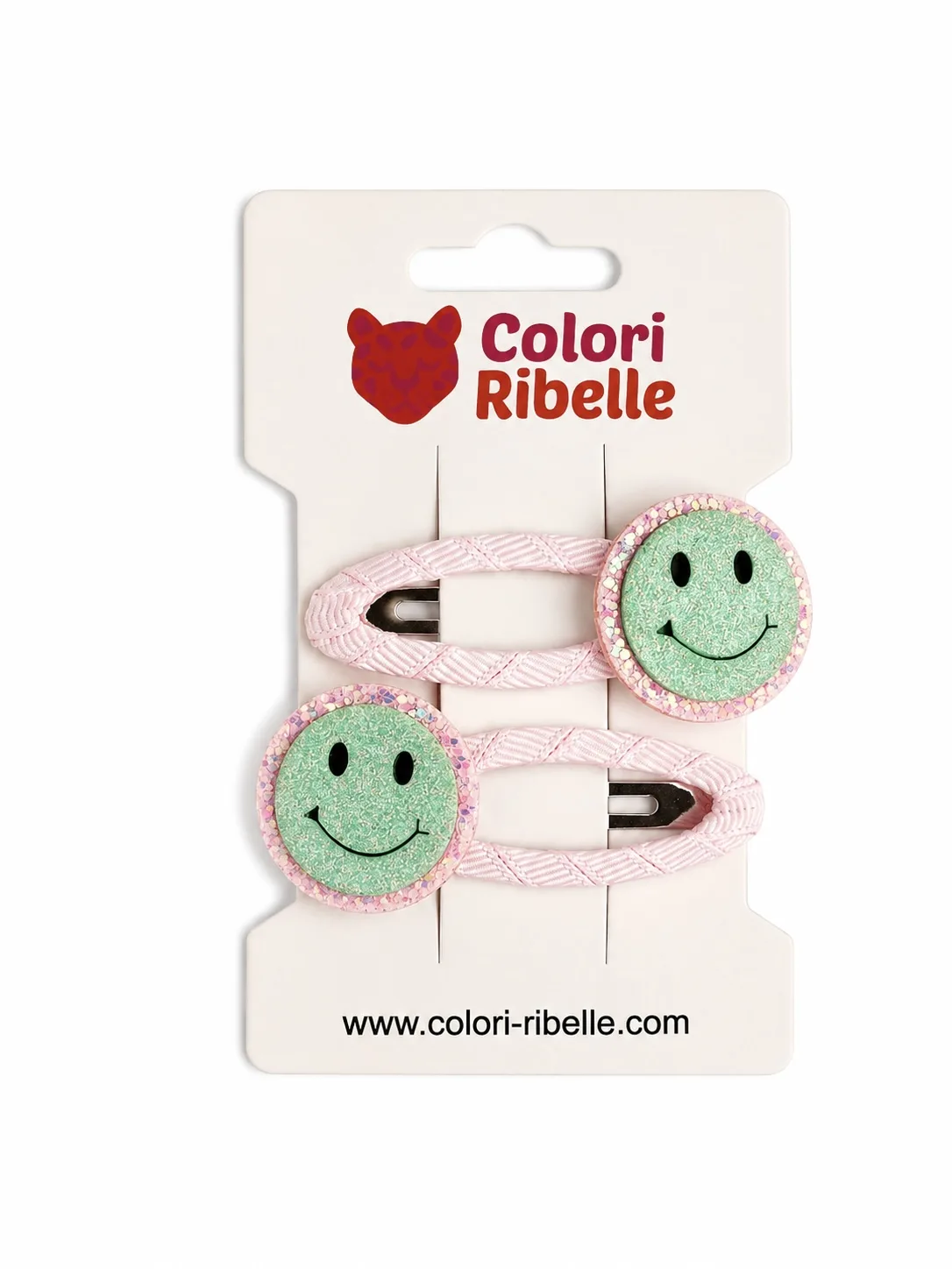 Haarspeldjes smiley glitter mint — Haaraccessoires — Colori Ribelle