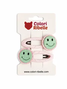 Haarspeldjes smiley glitter mint