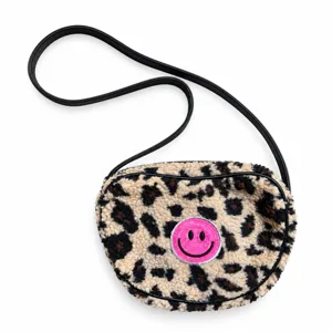 Tasje leopard met smiley roze